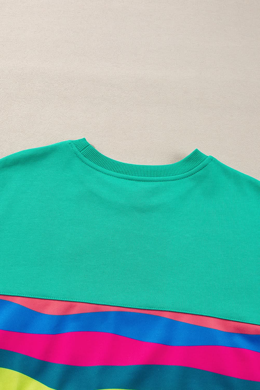 Green Colorful Striped Accent Long Sleeve T Shirt - Love Salve